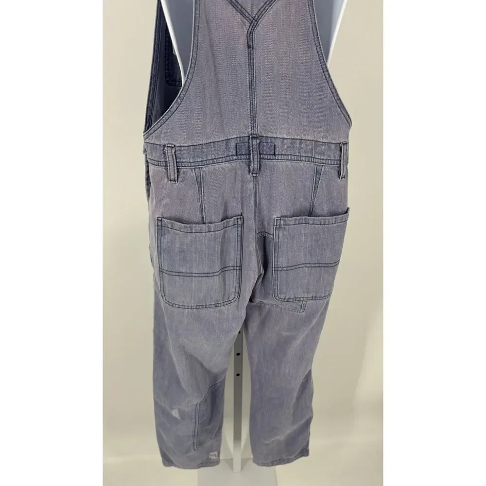 We The Free Vintage Wash Denim Overalls | Distressed Patchwork